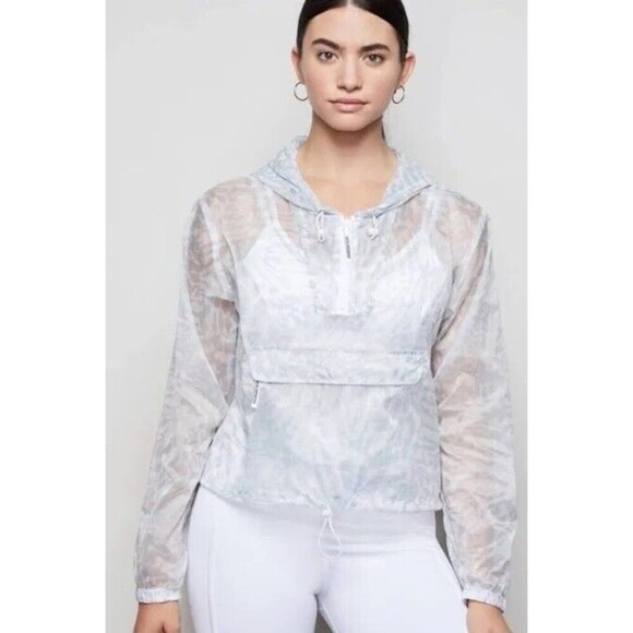 Good American Size Medium /2 Icy Leopard Windbreaker White Hoodie Jacket Beltbag - Picture 1 of 8